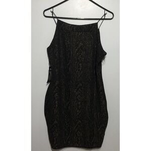 AX‎ Paris Bodycon Dress Black Gold Stretchy womens 14 Party Romantic Whimsigoth